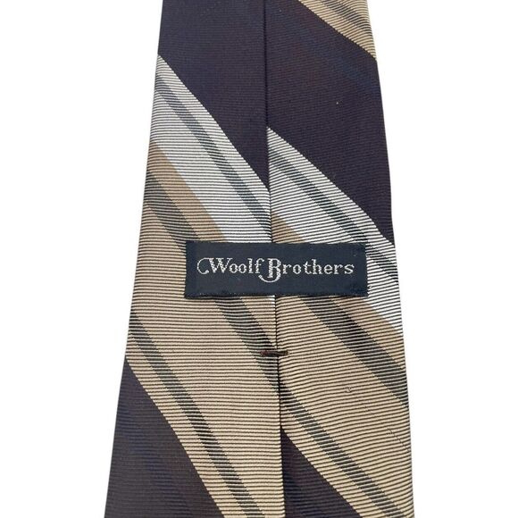 Vintage WOOLF BROTHERS COUNTESS MARA Tie Dark Brown and Light Brown, Preowned - Picture 2 of 7